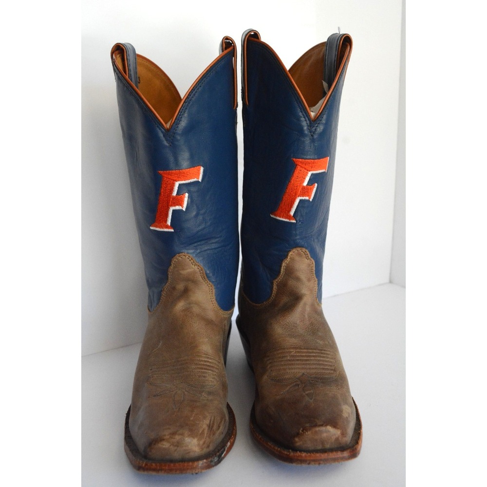 Nocona Florida University Gators Cowboy Boots  Mens Size 8 Blue Orange USA